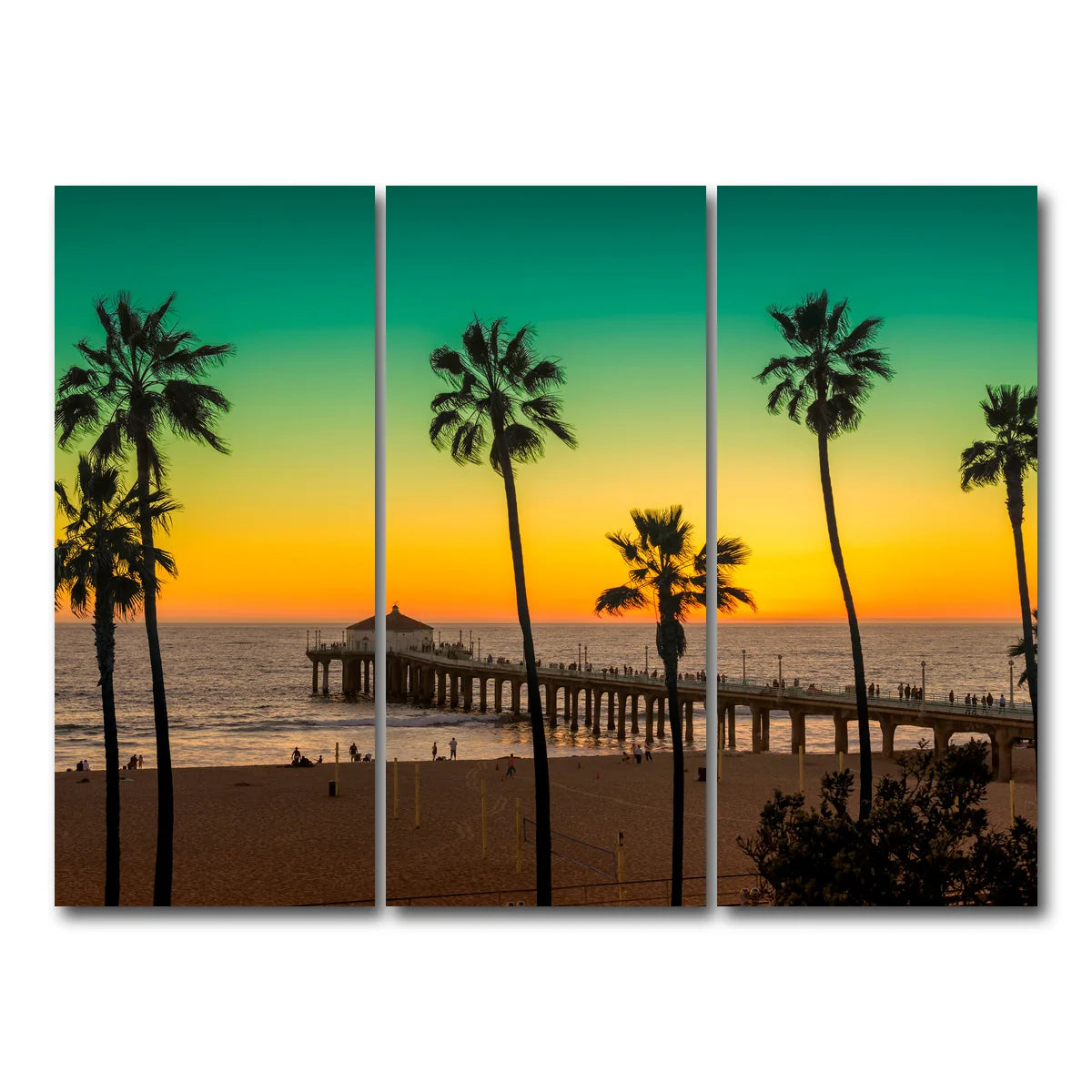Palm Trees and Pier on Manhattan Beach Wall Art