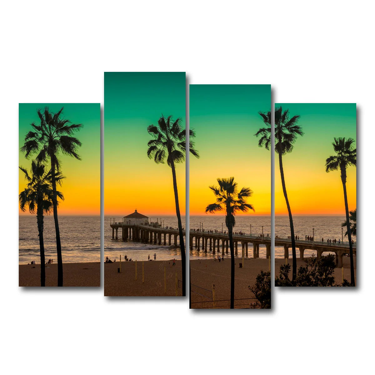 Palm Trees and Pier on Manhattan Beach Wall Art