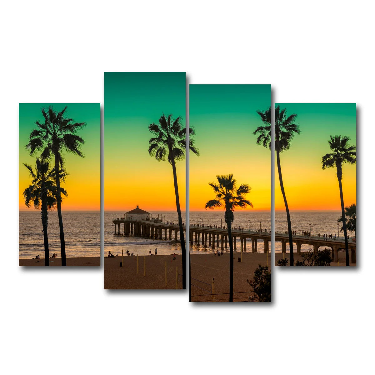 Palm Trees and Pier on Manhattan Beach Wall Art