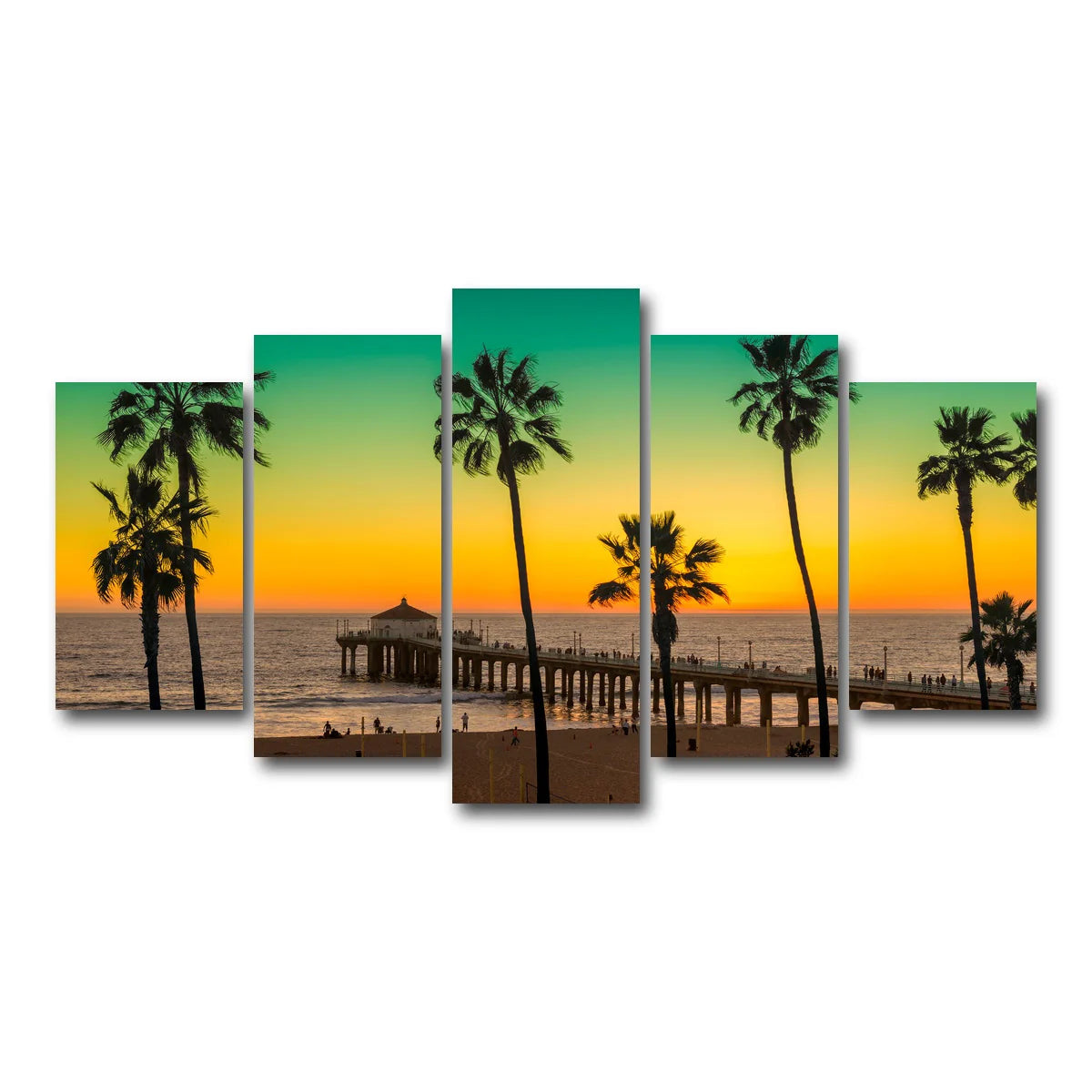 Palm Trees and Pier on Manhattan Beach Wall Art