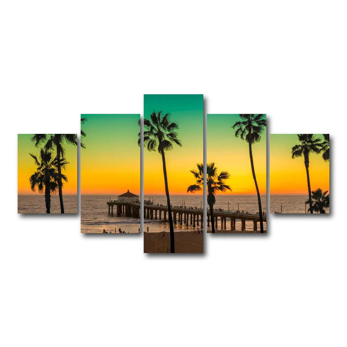 Palm Trees and Pier on Manhattan Beach Wall Art