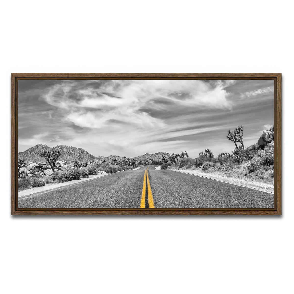 AUTO-MOCKUP WHITE | Park Boulevard with Joshua Trees | 1 Piece | Walnut Framed Canvas | group=2x1