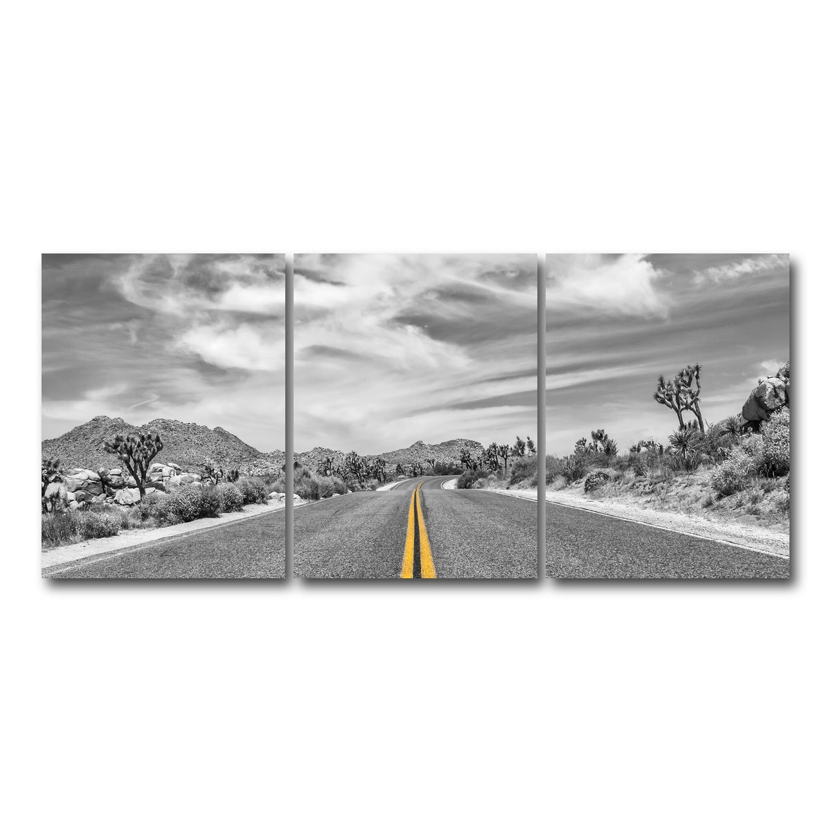 AUTO-MOCKUP WHITE | Park Boulevard with Joshua Trees | 3 Piece | Gallery Wrap Canvas | group=18x24