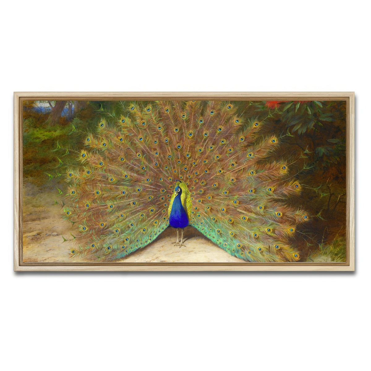 AUTO-MOCKUP WHITE | Peacock and Butterfly | 1 Piece | Natural Framed Canvas | group=2x1
