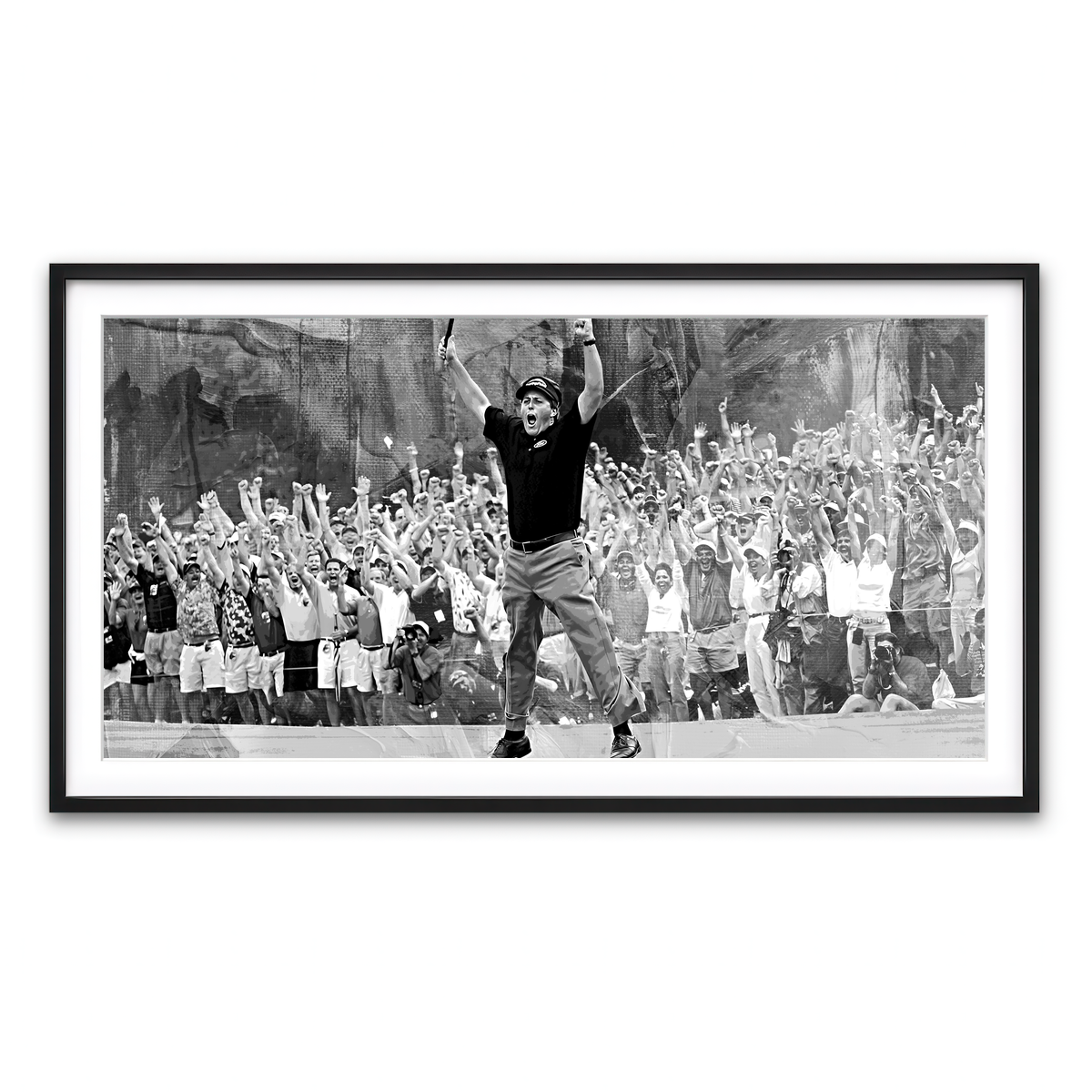 AUTO-MOCKUP WHITE | Phil Mickelson Grayscale | 1 Piece | Black Framed Print | group=2x1