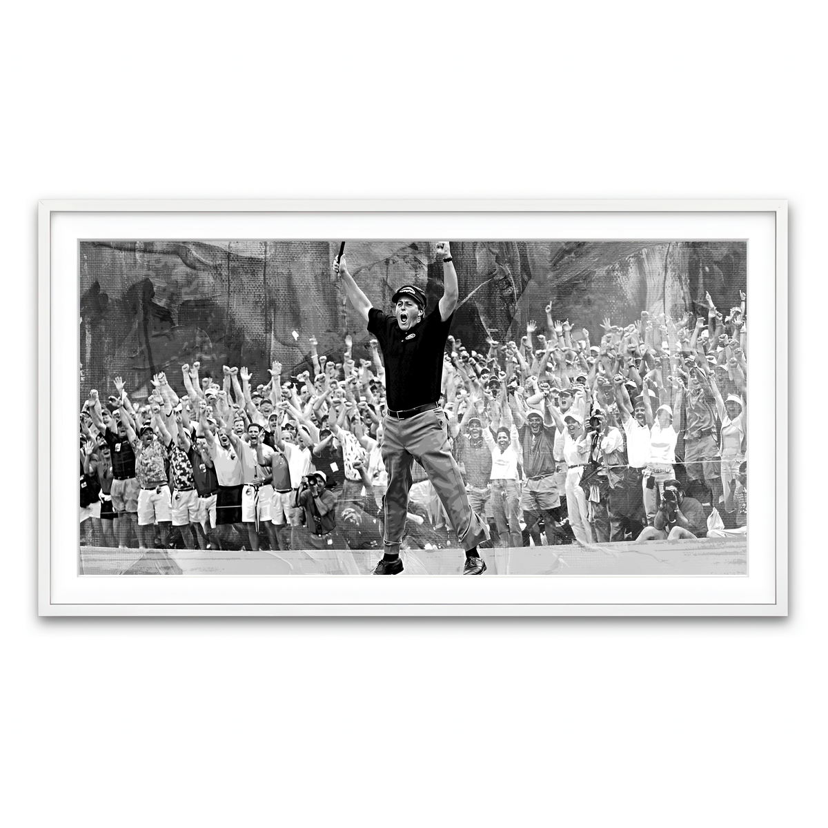 AUTO-MOCKUP WHITE | Phil Mickelson Grayscale | 1 Piece | White Framed Print | group=2x1
