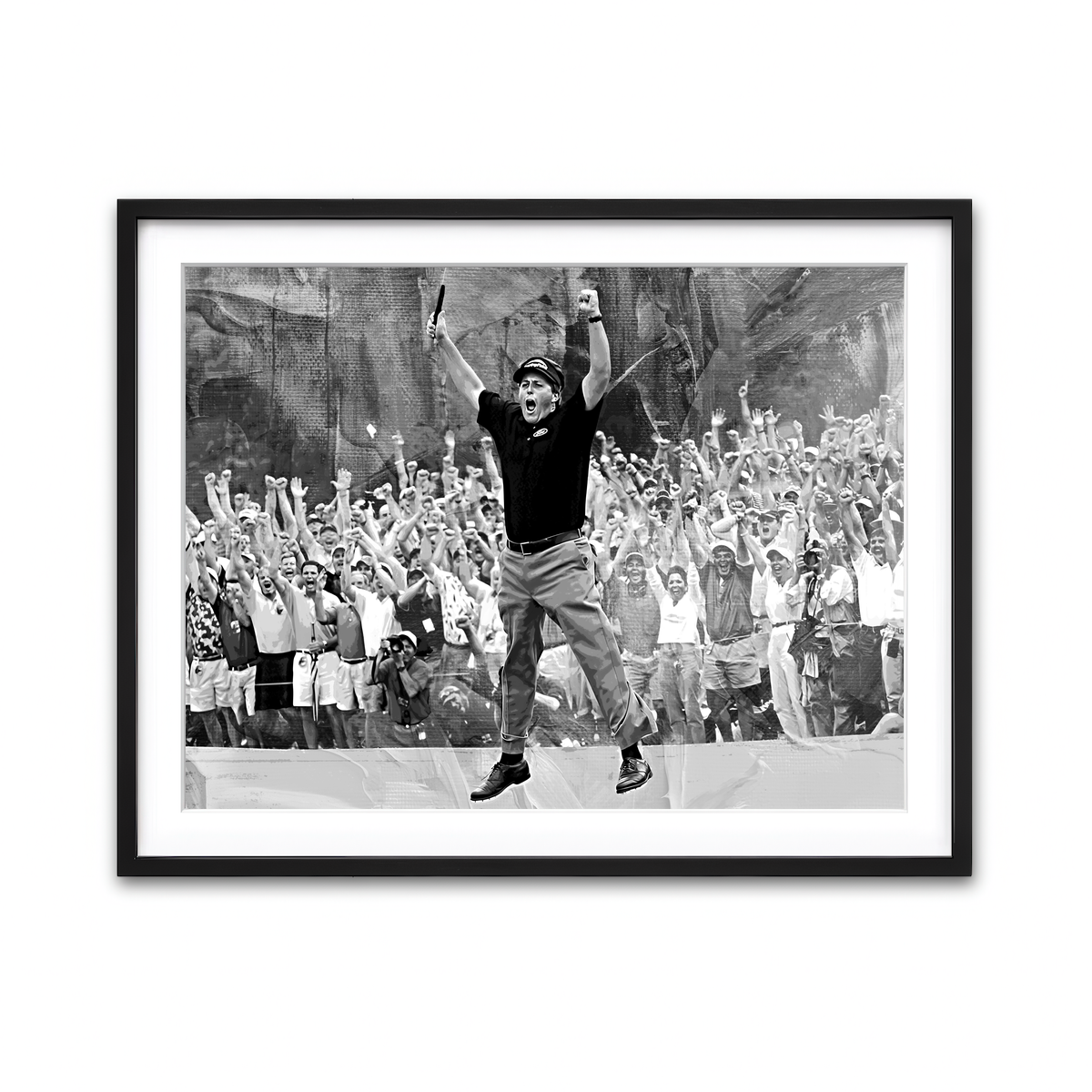 AUTO-MOCKUP WHITE | Phil Mickelson Grayscale | 1 Piece | Black Framed Print | group=4x3