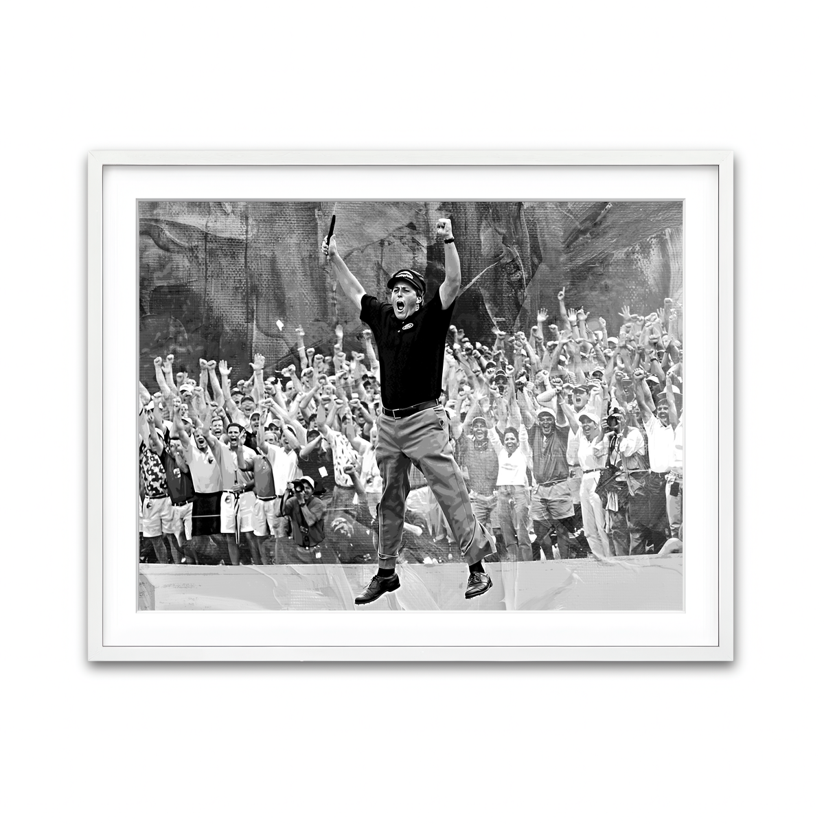 AUTO-MOCKUP WHITE | Phil Mickelson Grayscale | 1 Piece | White Framed Print | group=4x3