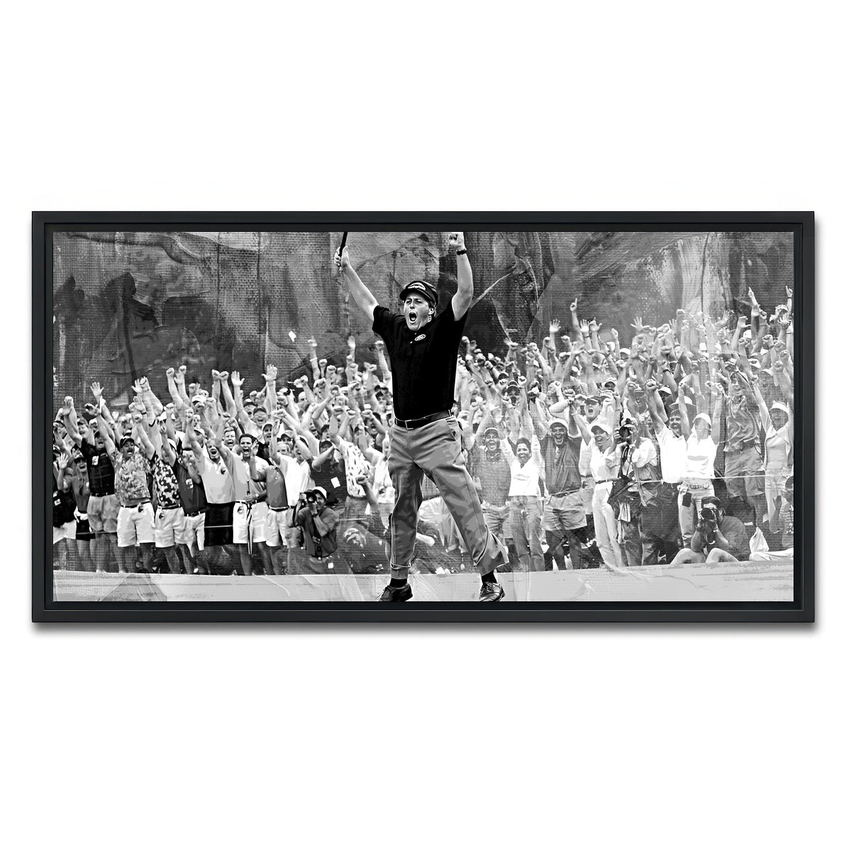 AUTO-MOCKUP WHITE | Phil Mickelson Grayscale | 1 Piece | Black Framed Canvas | group=2x1