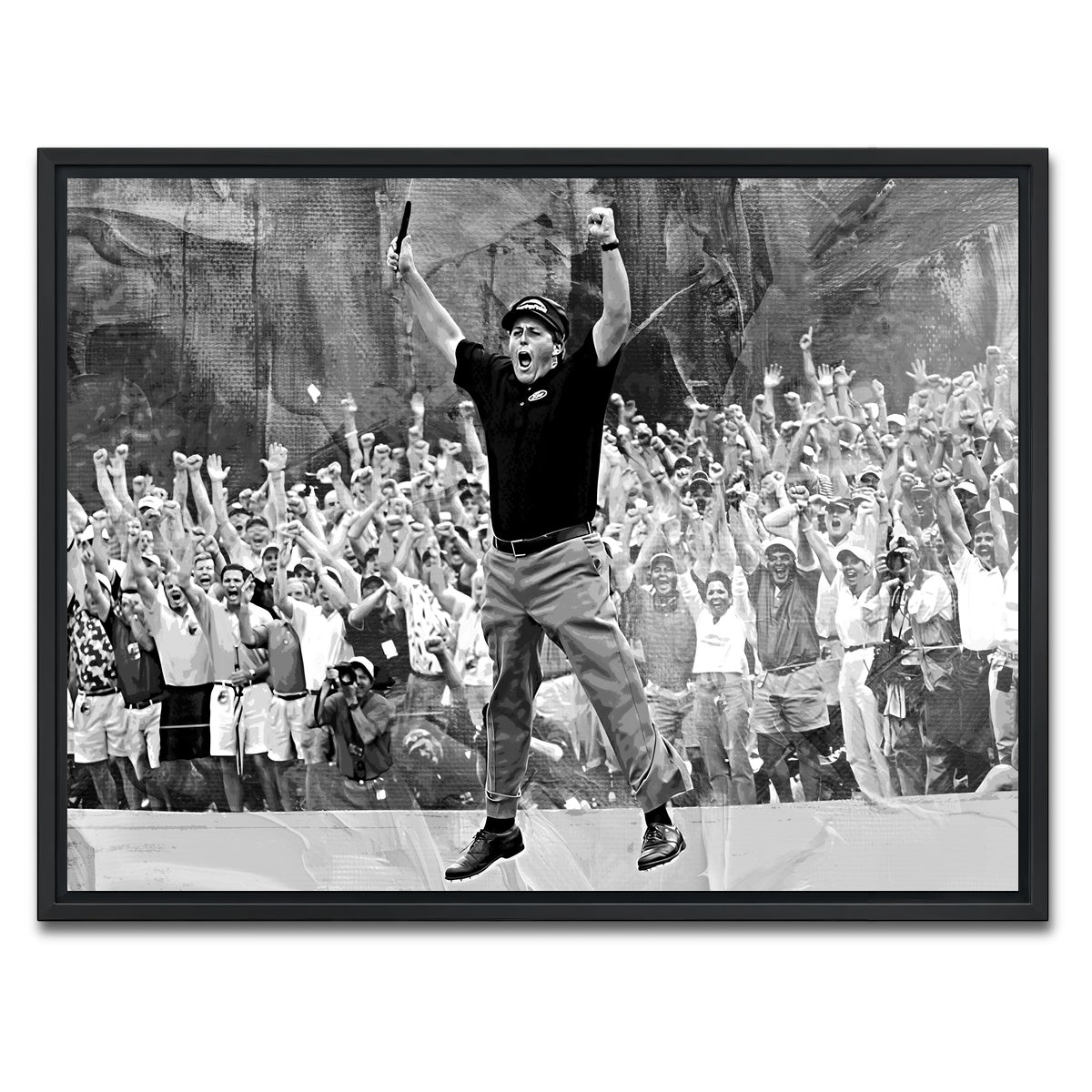 AUTO-MOCKUP WHITE | Phil Mickelson Grayscale | 1 Piece | Black Framed Canvas | group=4x3