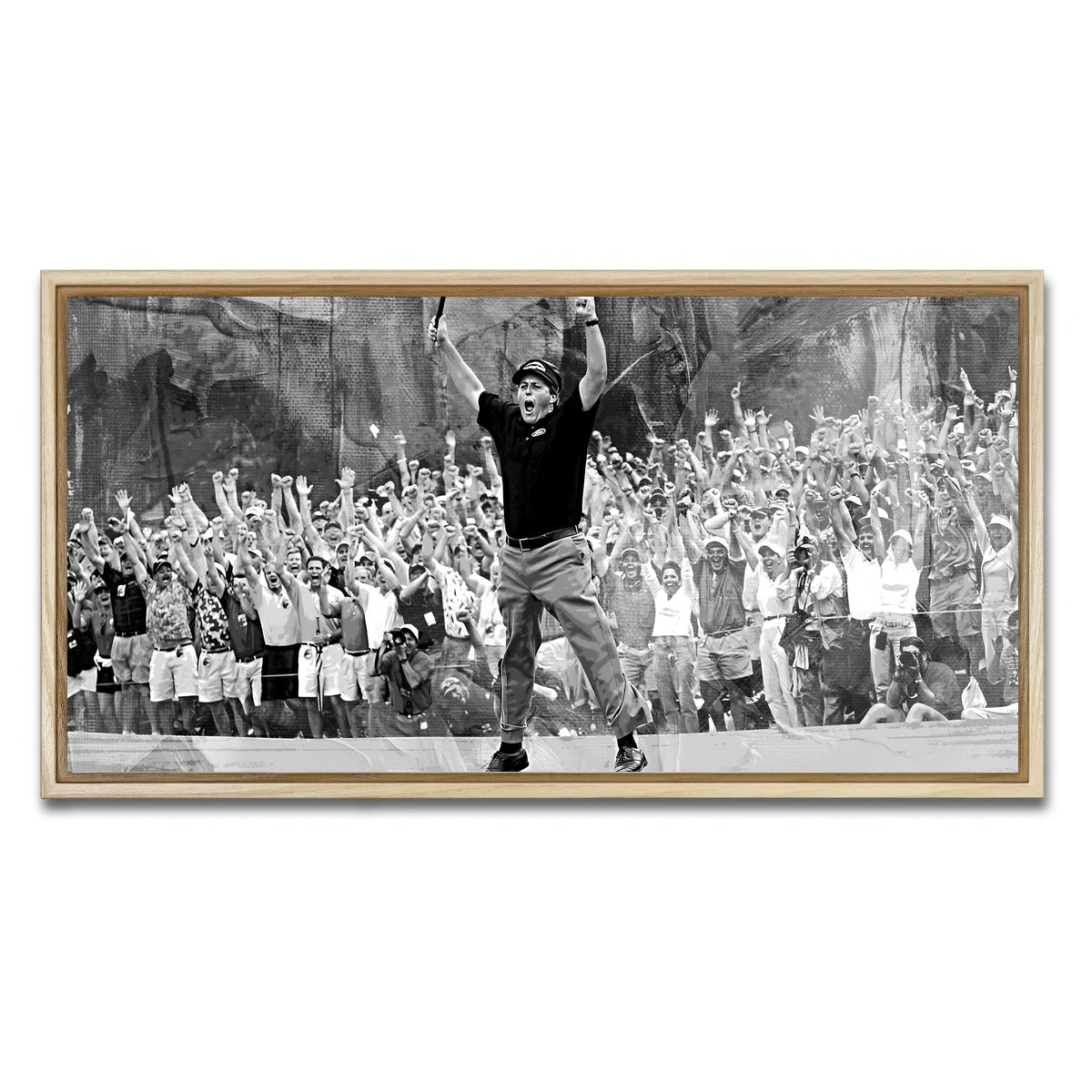 AUTO-MOCKUP WHITE | Phil Mickelson Grayscale | 1 Piece | Natural Framed Canvas | group=2x1