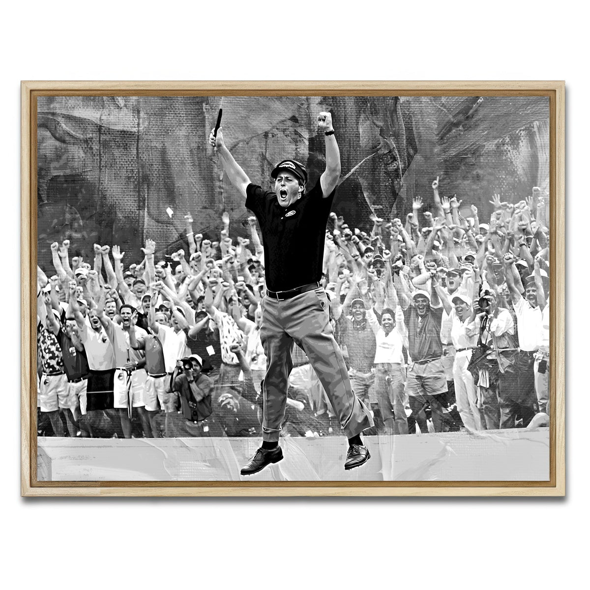 AUTO-MOCKUP WHITE | Phil Mickelson Grayscale | 1 Piece | Natural Framed Canvas | group=4x3