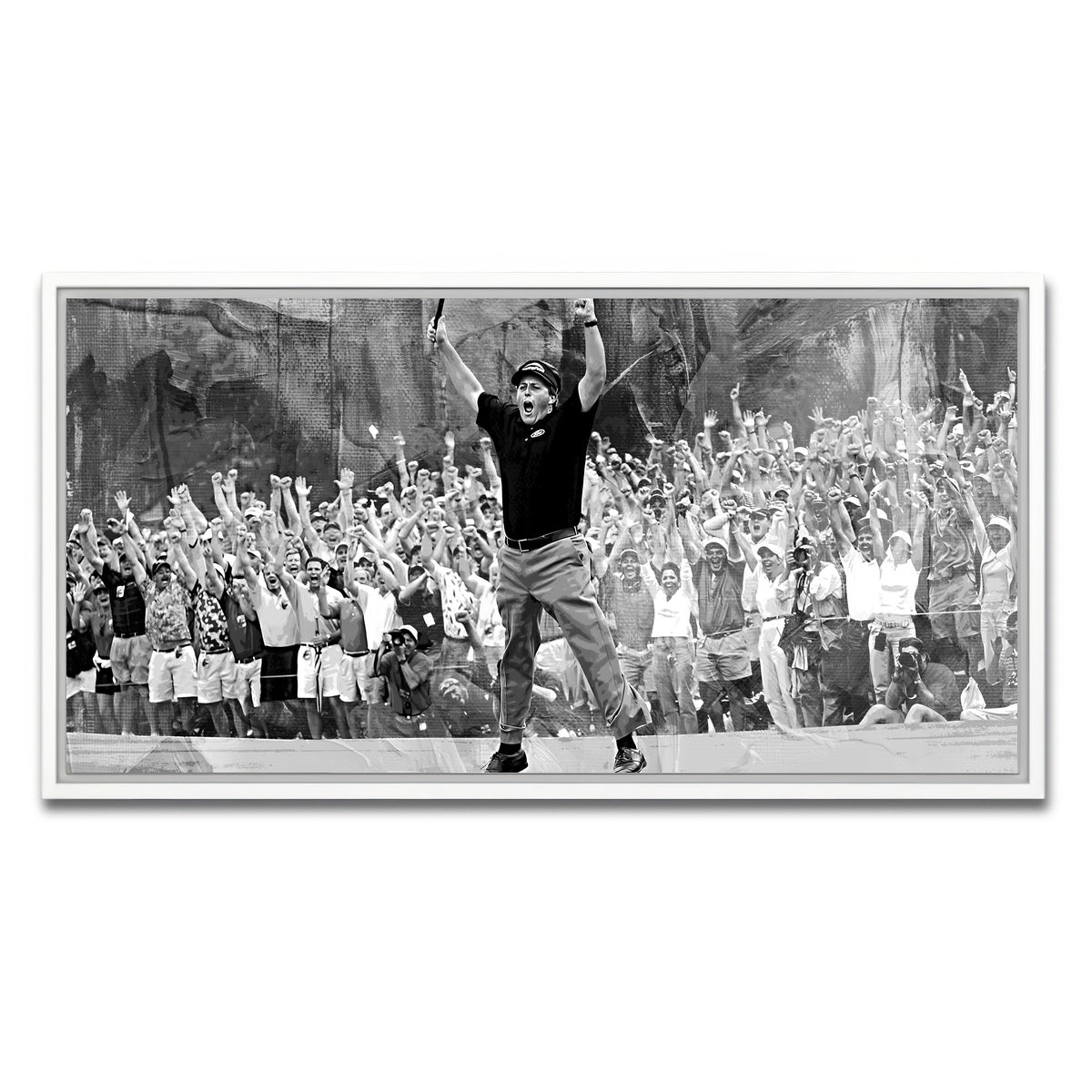 AUTO-MOCKUP WHITE | Phil Mickelson Grayscale | 1 Piece | White Framed Canvas | group=2x1
