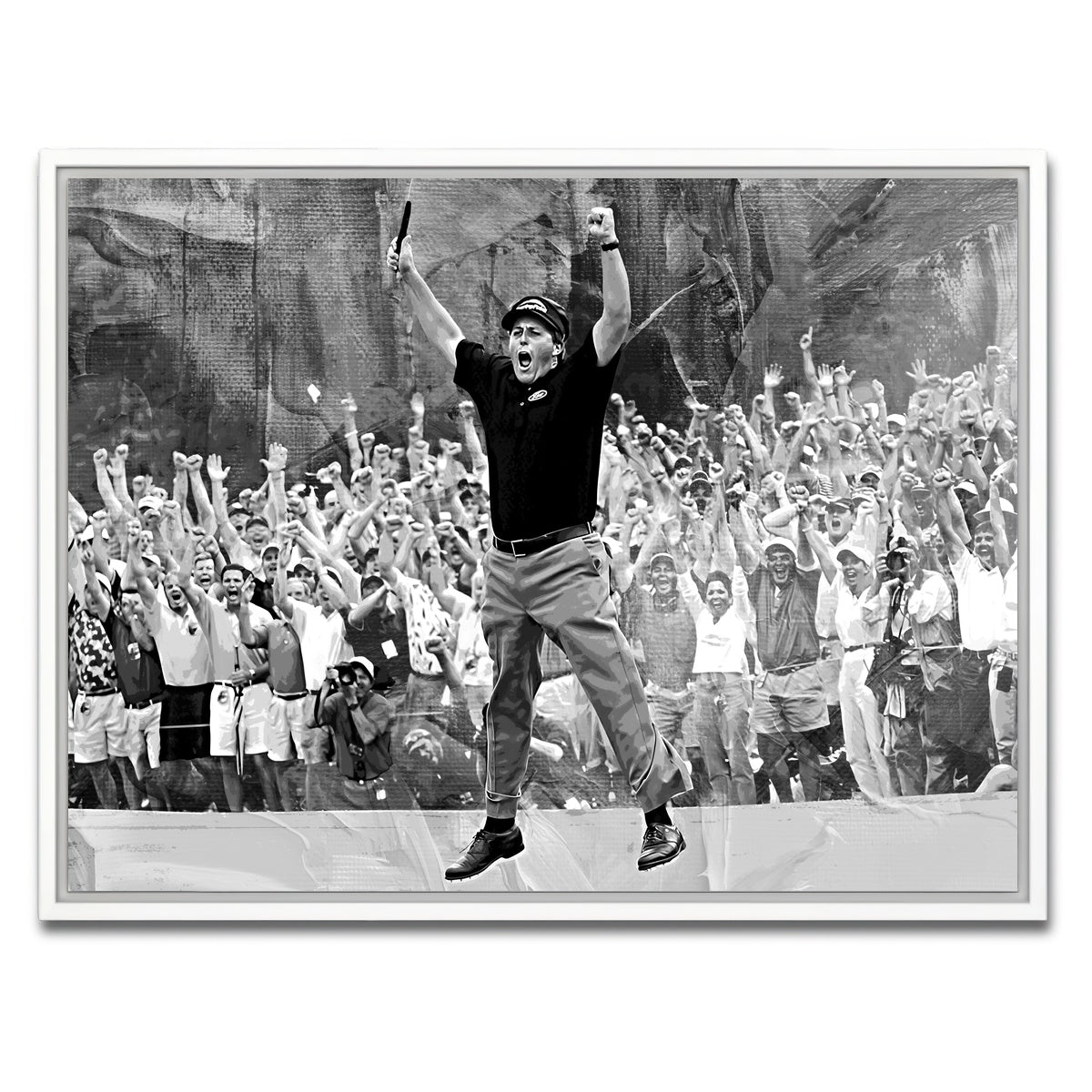 AUTO-MOCKUP WHITE | Phil Mickelson Grayscale | 1 Piece | White Framed Canvas | group=4x3