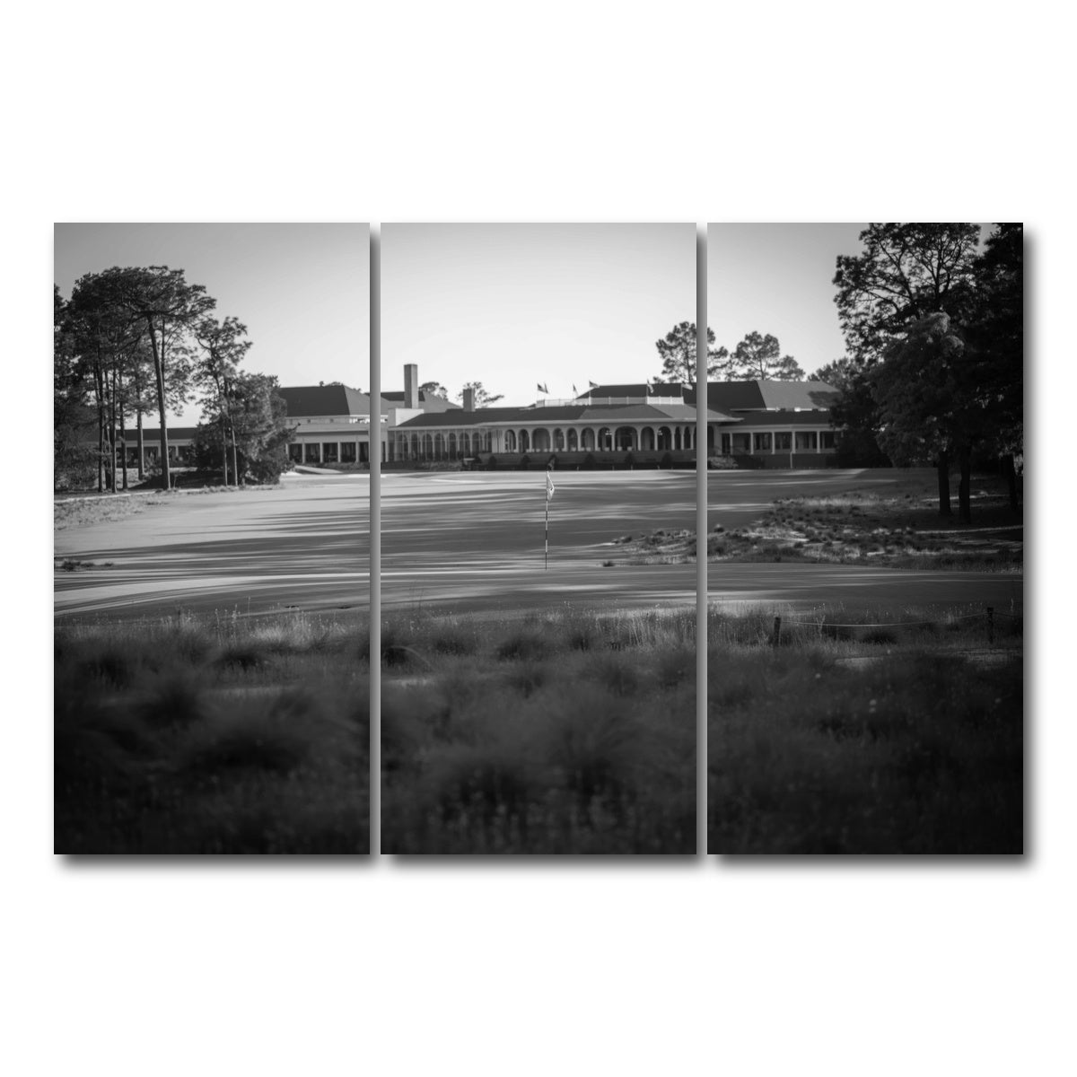 AUTO-MOCKUP WHITE | Pinehurst No. 2 Grayscale | 3 Piece | Gallery Wrap Canvas | group=12x24