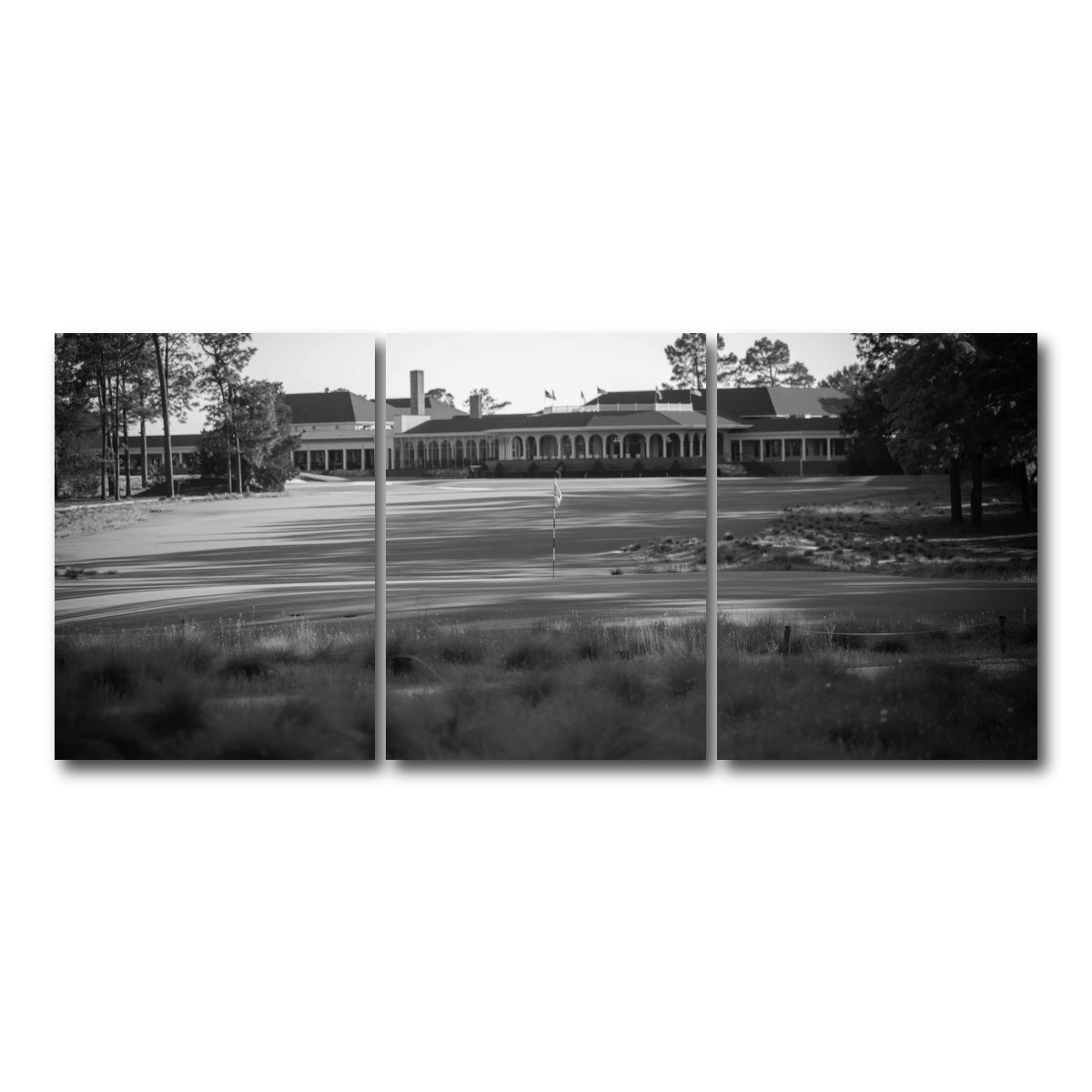 AUTO-MOCKUP WHITE | Pinehurst No. 2 Grayscale | 3 Piece | Gallery Wrap Canvas | group=18x24