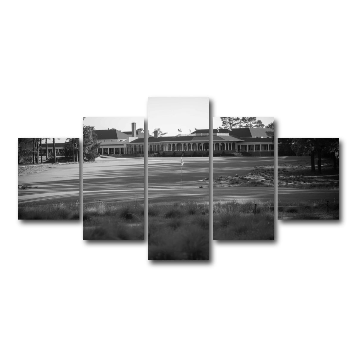 AUTO-MOCKUP WHITE | Pinehurst No. 2 Grayscale | 5 Piece | Gallery Wrap Canvas | group=5_short
