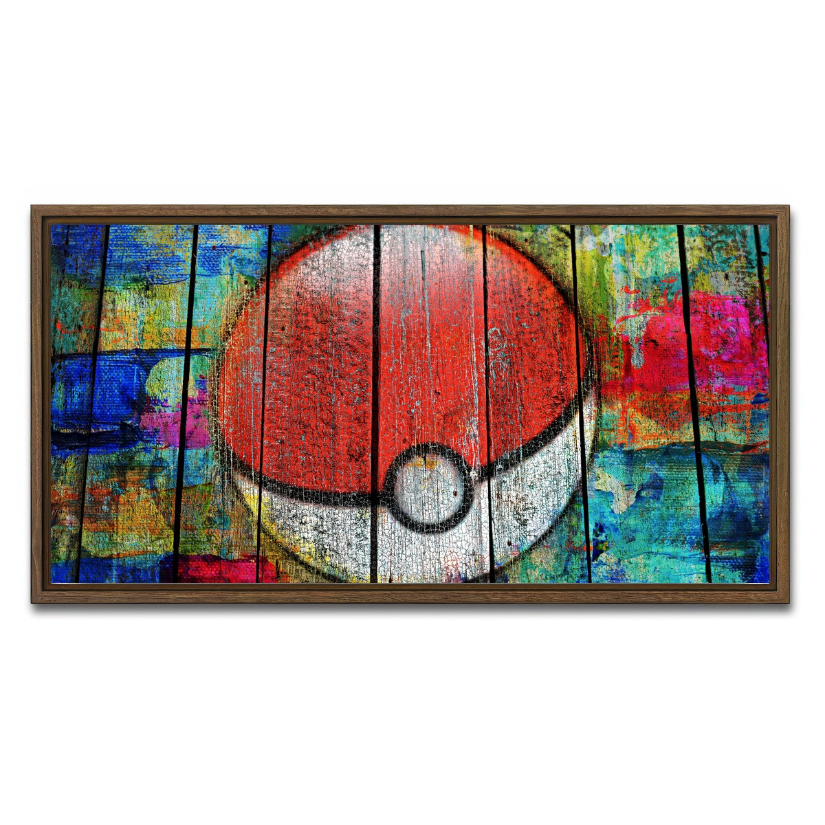 AUTO-MOCKUP WHITE | PokeBall | 1 Piece | Walnut Framed Canvas | group=2x1