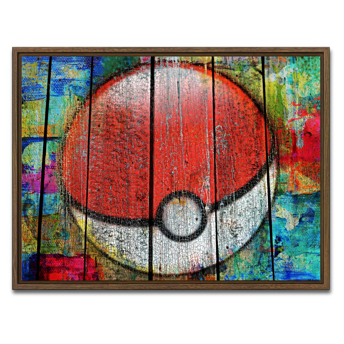 AUTO-MOCKUP WHITE | PokeBall | 1 Piece | Walnut Framed Canvas | group=4x3