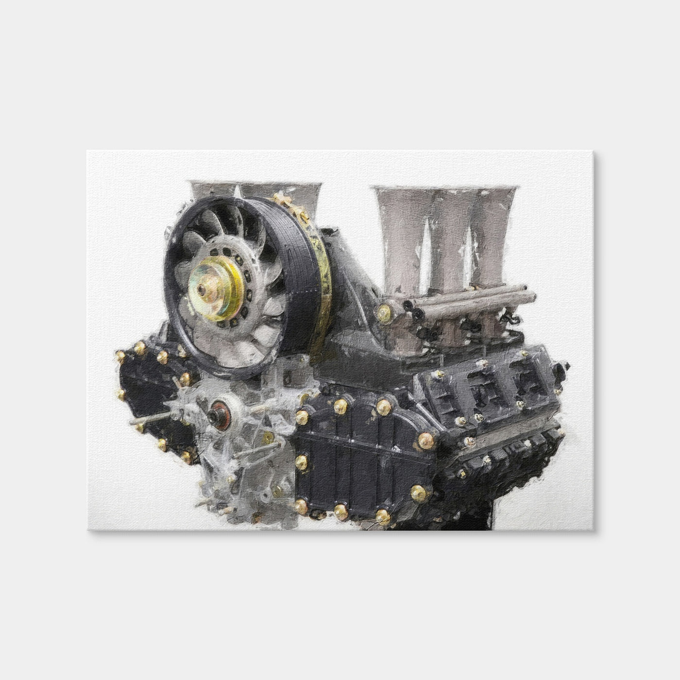 AUTO-MOCKUP WHITE | Porsche 911 Engine 1 | 1 Piece | Gallery Wrap Canvas | group=4x3
