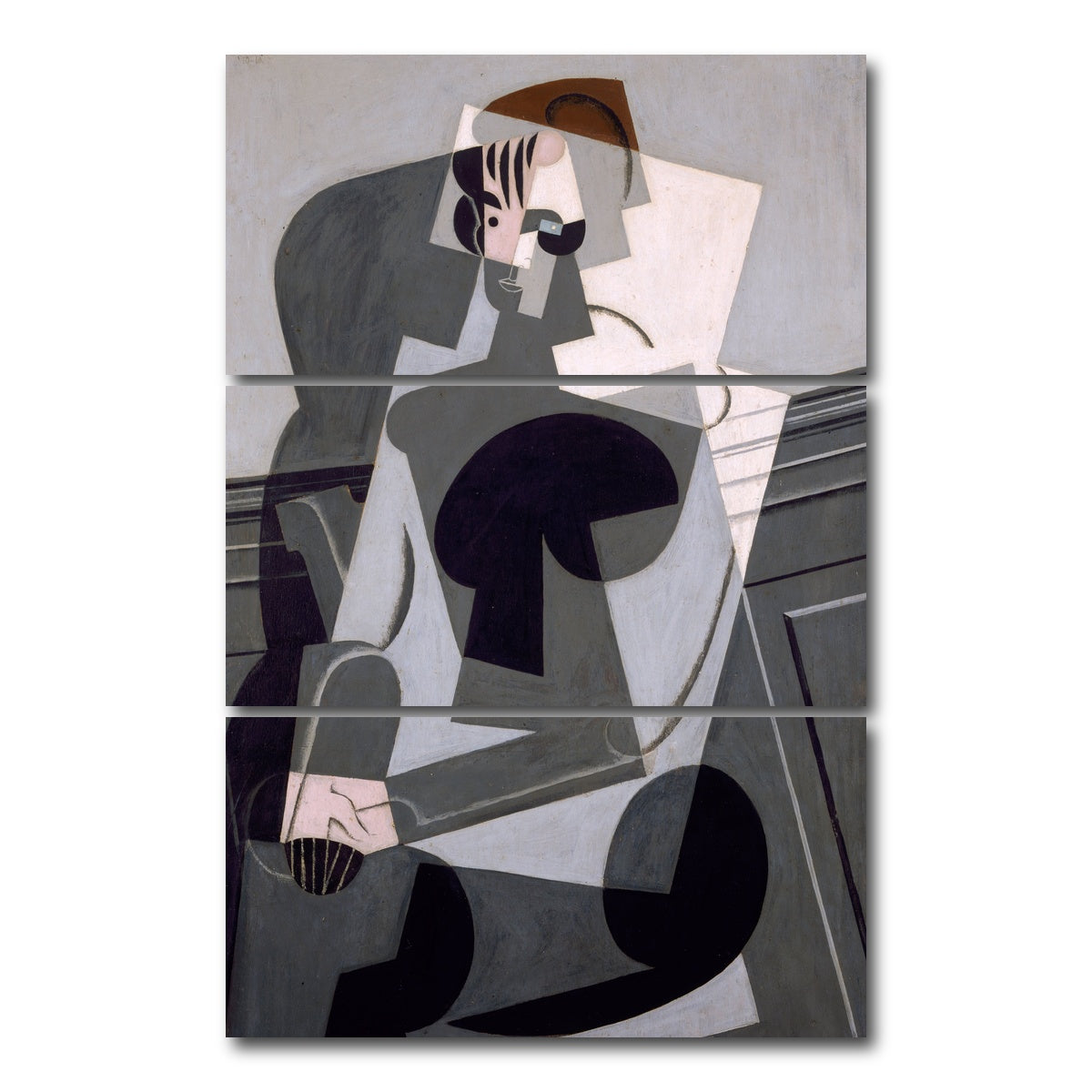 AUTO-MOCKUP WHITE | Portrait de Madame Josette Gris | 3 Piece | Gallery Wrap Canvas | group=12x24_stacked