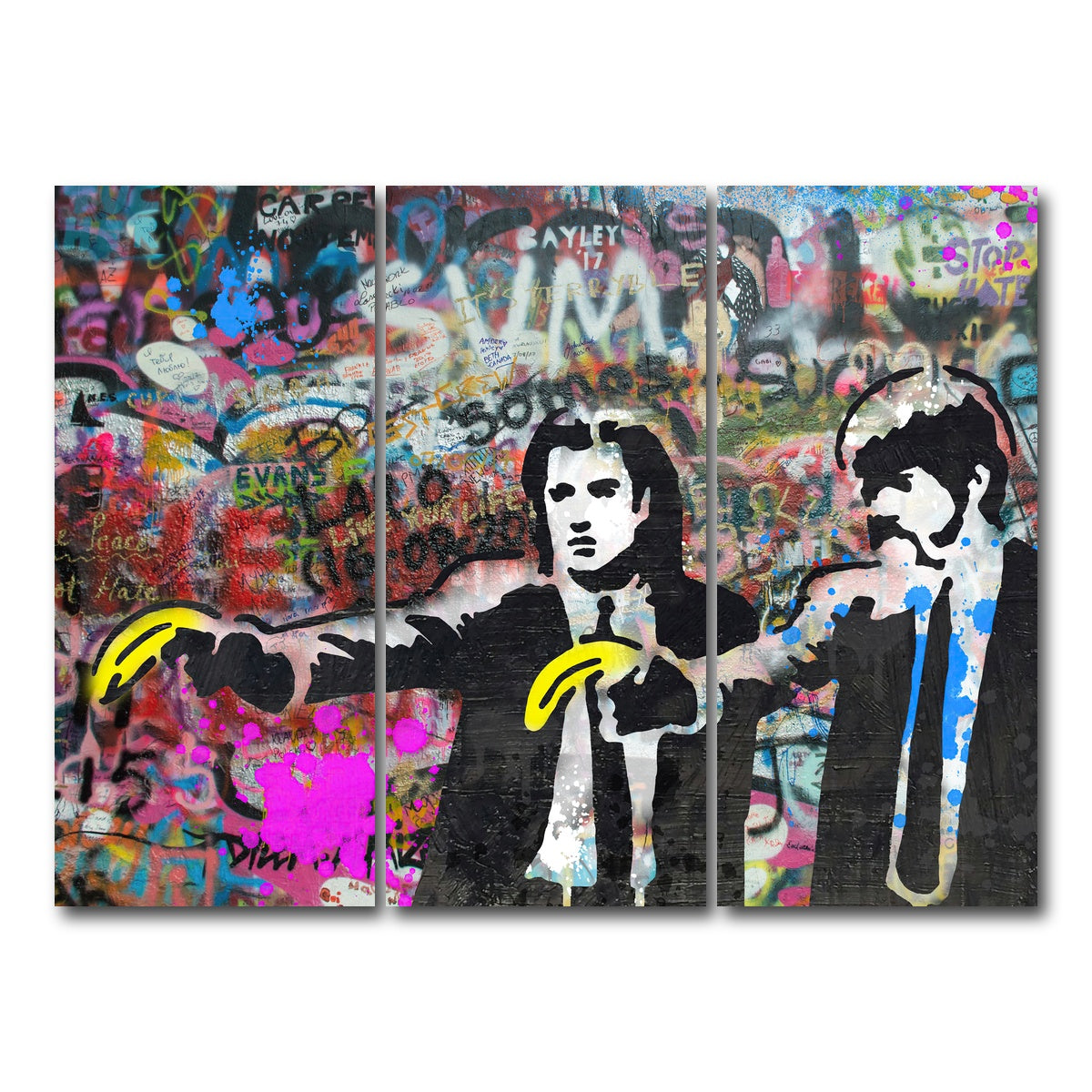 AUTO-MOCKUP WHITE | Pulp Fiction Bananas | 3 Piece | Gallery Wrap Canvas | group=8x18