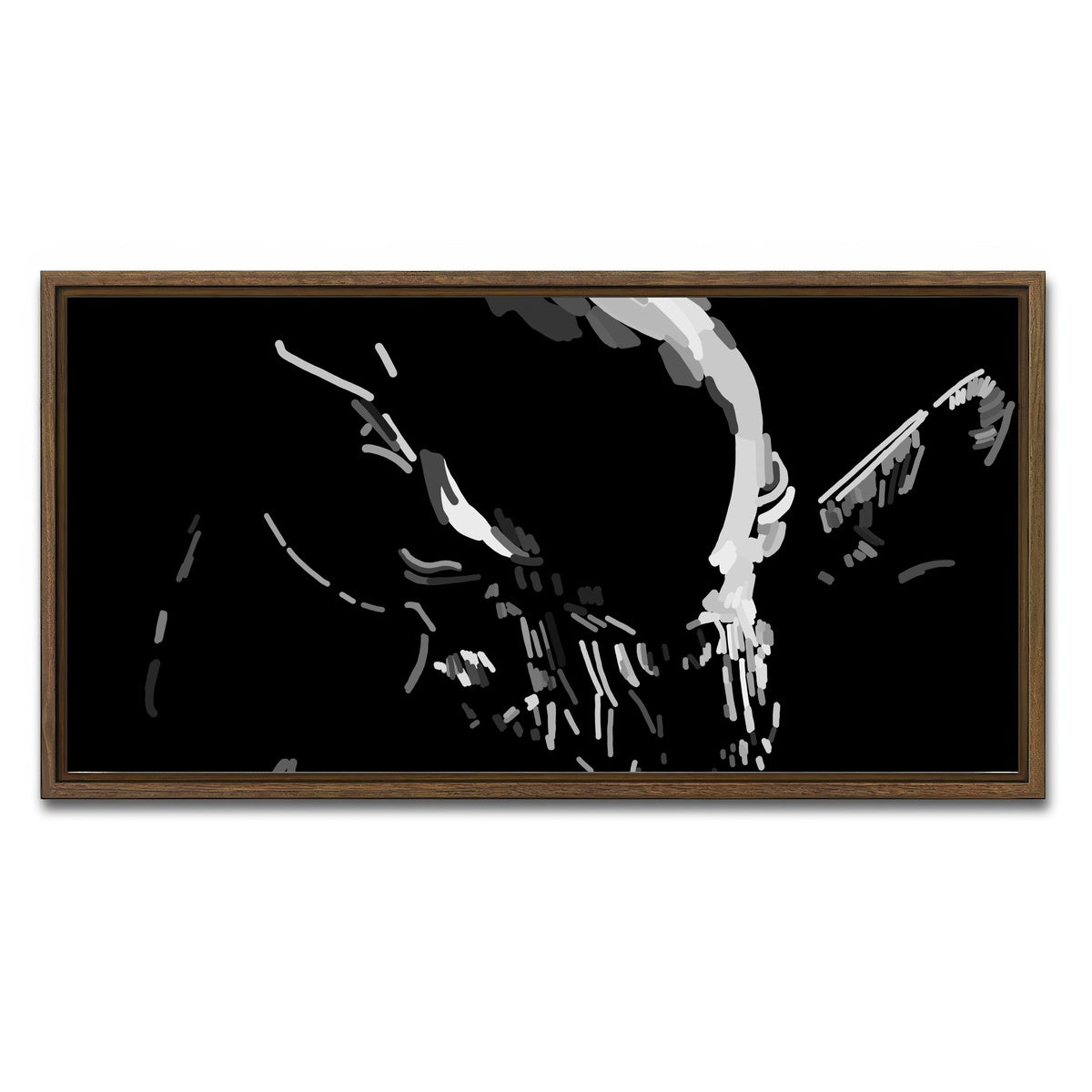 AUTO-MOCKUP WHITE | Queen | 1 Piece | Walnut Framed Canvas | group=2x1