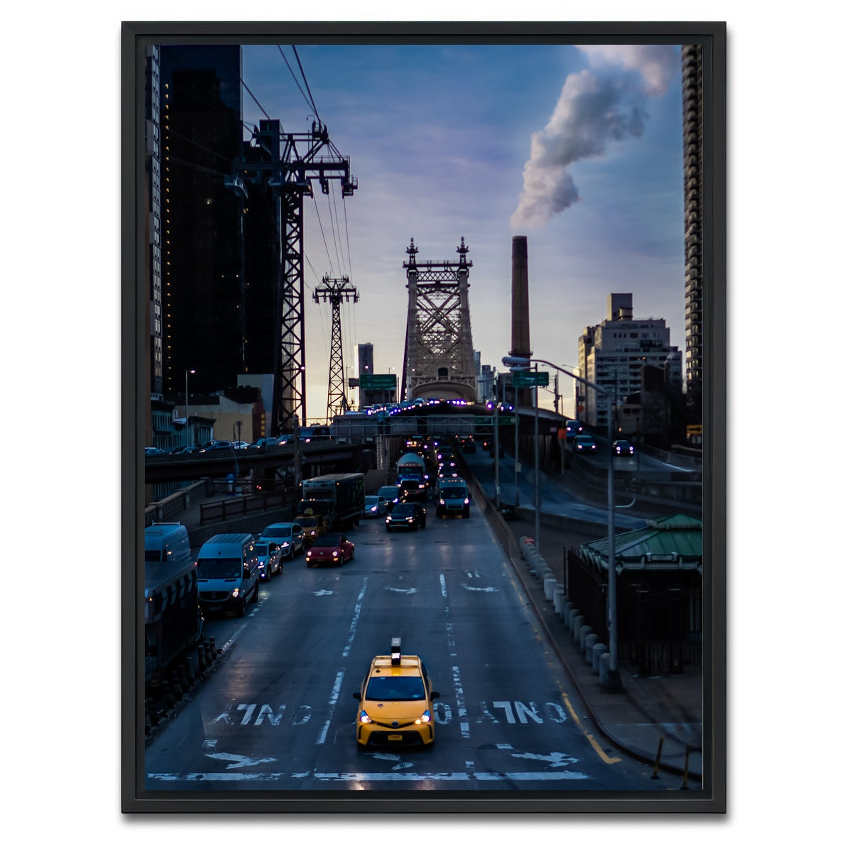 AUTO-MOCKUP WHITE | Queensboro Bridge Yellow Cab | 1 Piece | Black Framed Canvas | group=3x4