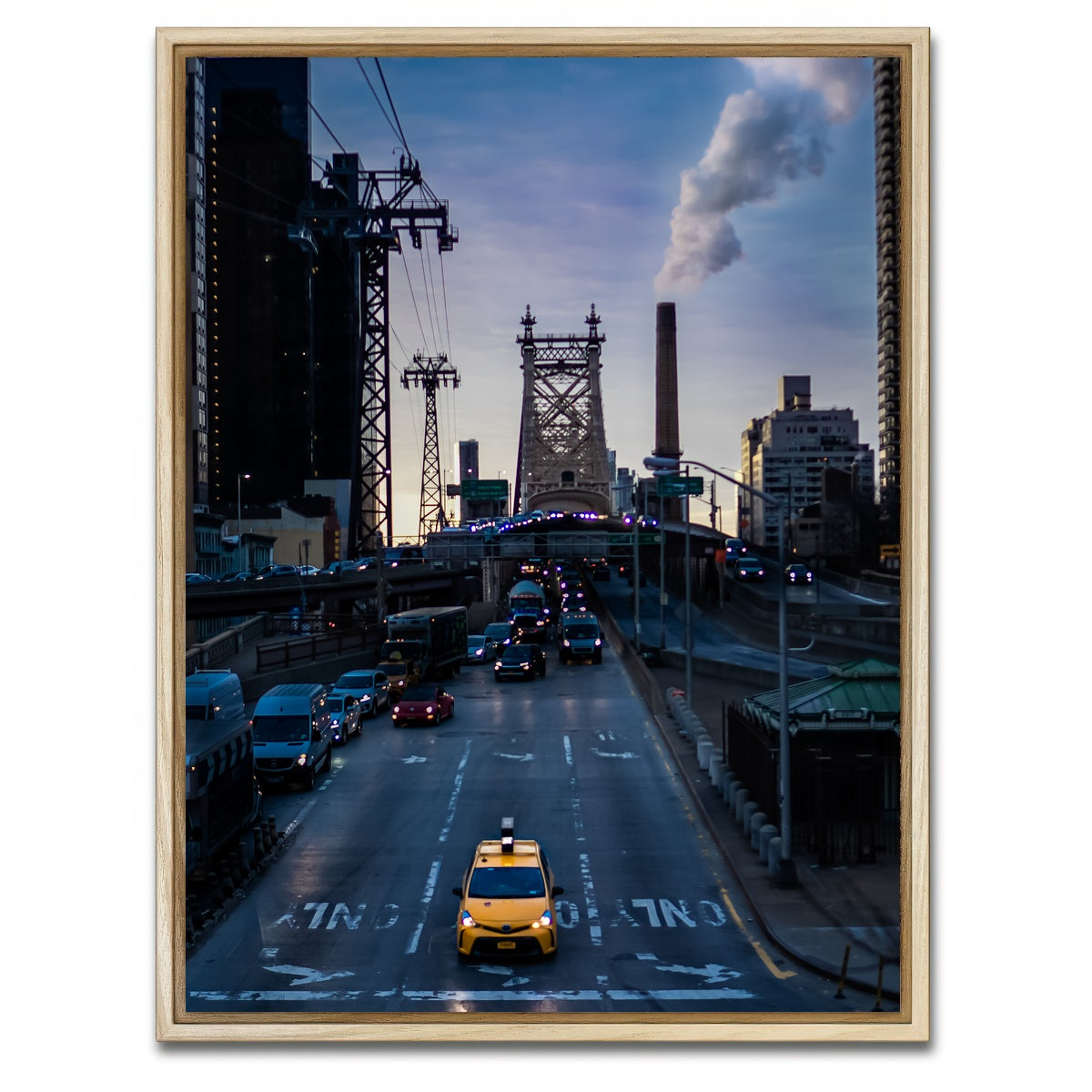 AUTO-MOCKUP WHITE | Queensboro Bridge Yellow Cab | 1 Piece | Natural Framed Canvas | group=3x4
