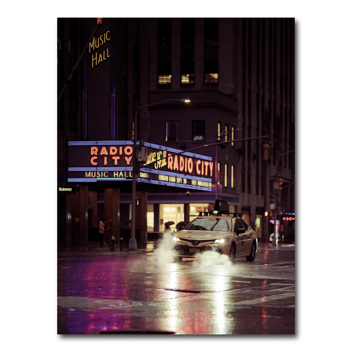 Radio City Rainy Yellow Cab Wall Art