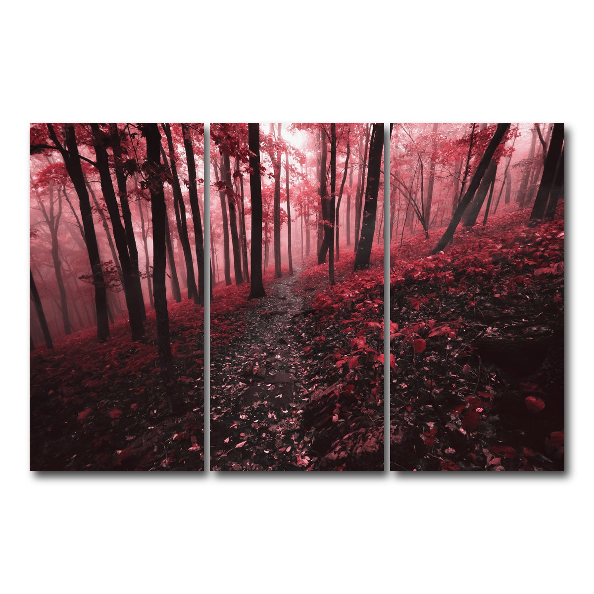 AUTO-MOCKUP WHITE | Red Forest | 3 Piece | Gallery Wrap Canvas | group=12x24