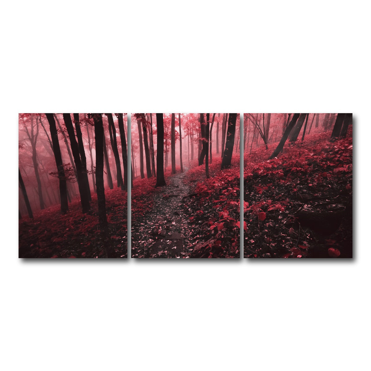 AUTO-MOCKUP WHITE | Red Forest | 3 Piece | Gallery Wrap Canvas | group=18x24