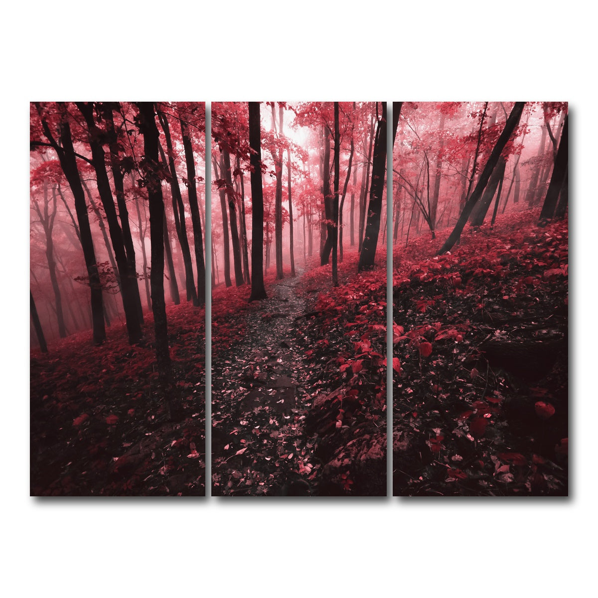 AUTO-MOCKUP WHITE | Red Forest | 3 Piece | Gallery Wrap Canvas | group=8x18