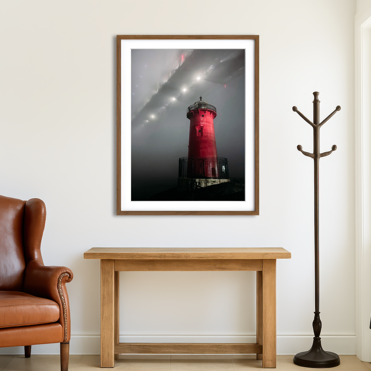 AUTO-MOCKUP ROOM | Red Lighthouse Wall Art
