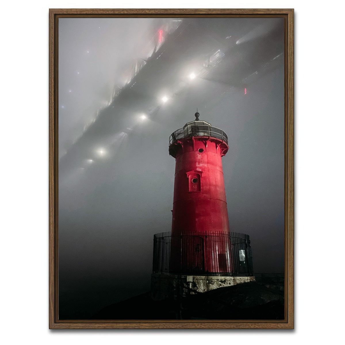 AUTO-MOCKUP WHITE | Red Lighthouse | 1 Piece | Walnut Framed Canvas | group=3x4