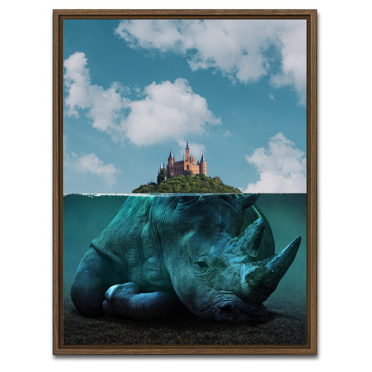 AUTO-MOCKUP WHITE | Rhino Island | 1 Piece | Walnut Framed Canvas | group=3x4