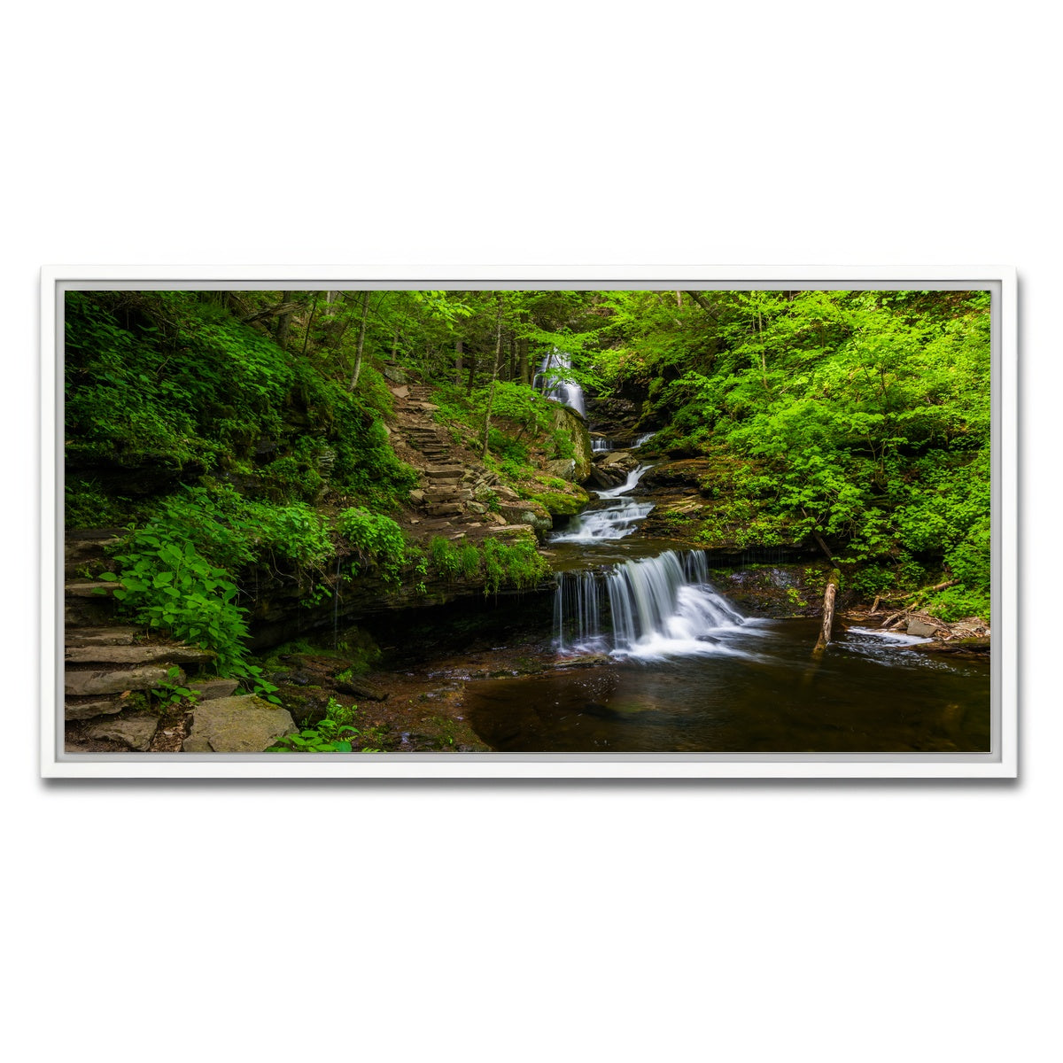 AUTO-MOCKUP WHITE | Ricketts Glen State Park | 1 Piece | White Framed Canvas | group=2x1