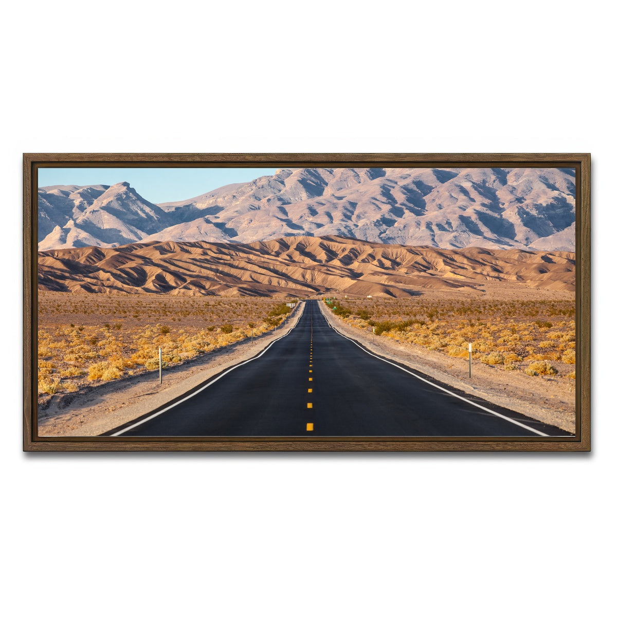 AUTO-MOCKUP WHITE | Road to Death Valley National Park | 1 Piece | Walnut Framed Canvas | group=2x1