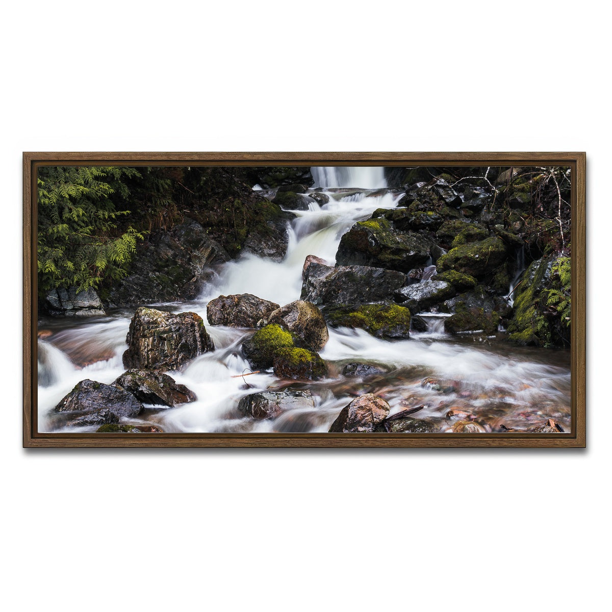 AUTO-MOCKUP WHITE | Roadside Waterfalls | 1 Piece | Walnut Framed Canvas | group=2x1