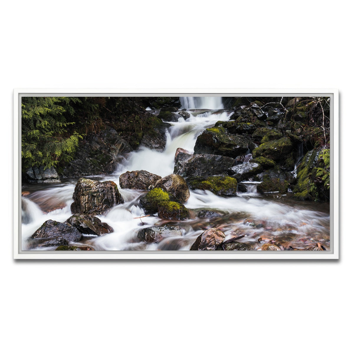 AUTO-MOCKUP WHITE | Roadside Waterfalls | 1 Piece | White Framed Canvas | group=2x1