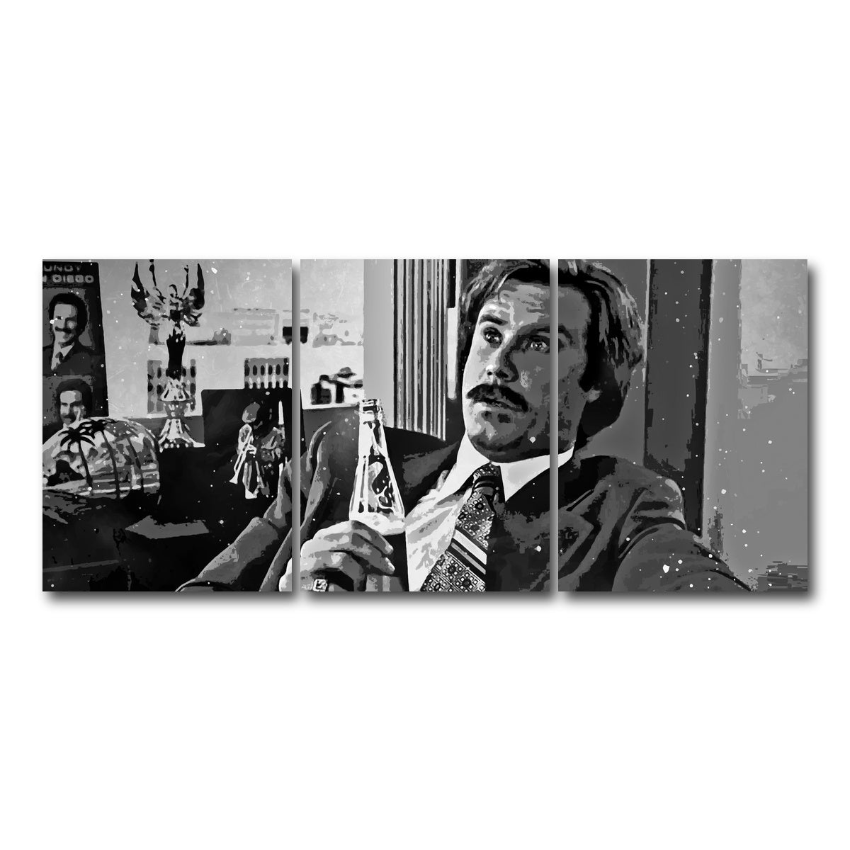 AUTO-MOCKUP WHITE | Ron Burgundy grayscale | 3 Piece | Gallery Wrap Canvas | group=18x24