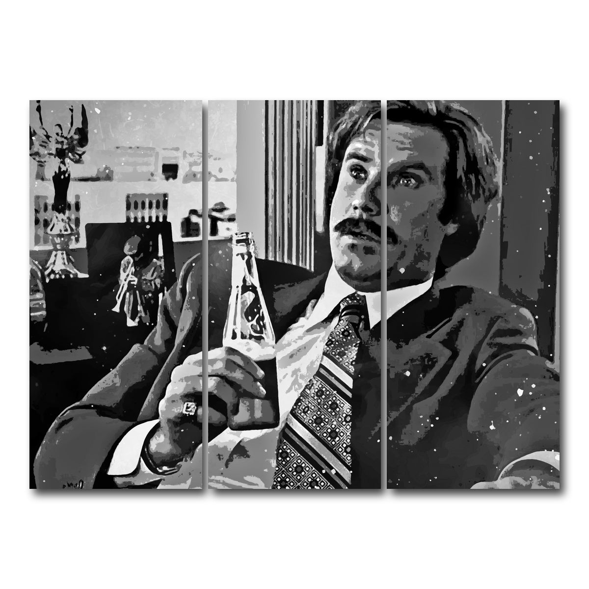 AUTO-MOCKUP WHITE | Ron Burgundy grayscale | 3 Piece | Gallery Wrap Canvas | group=8x18