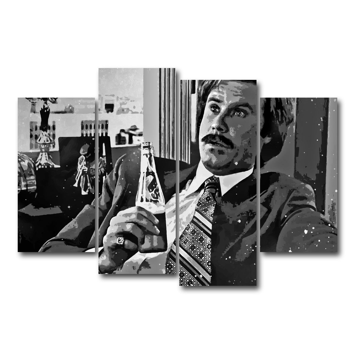 AUTO-MOCKUP WHITE | Ron Burgundy grayscale | 4 Piece | Gallery Wrap Canvas | group=4_short