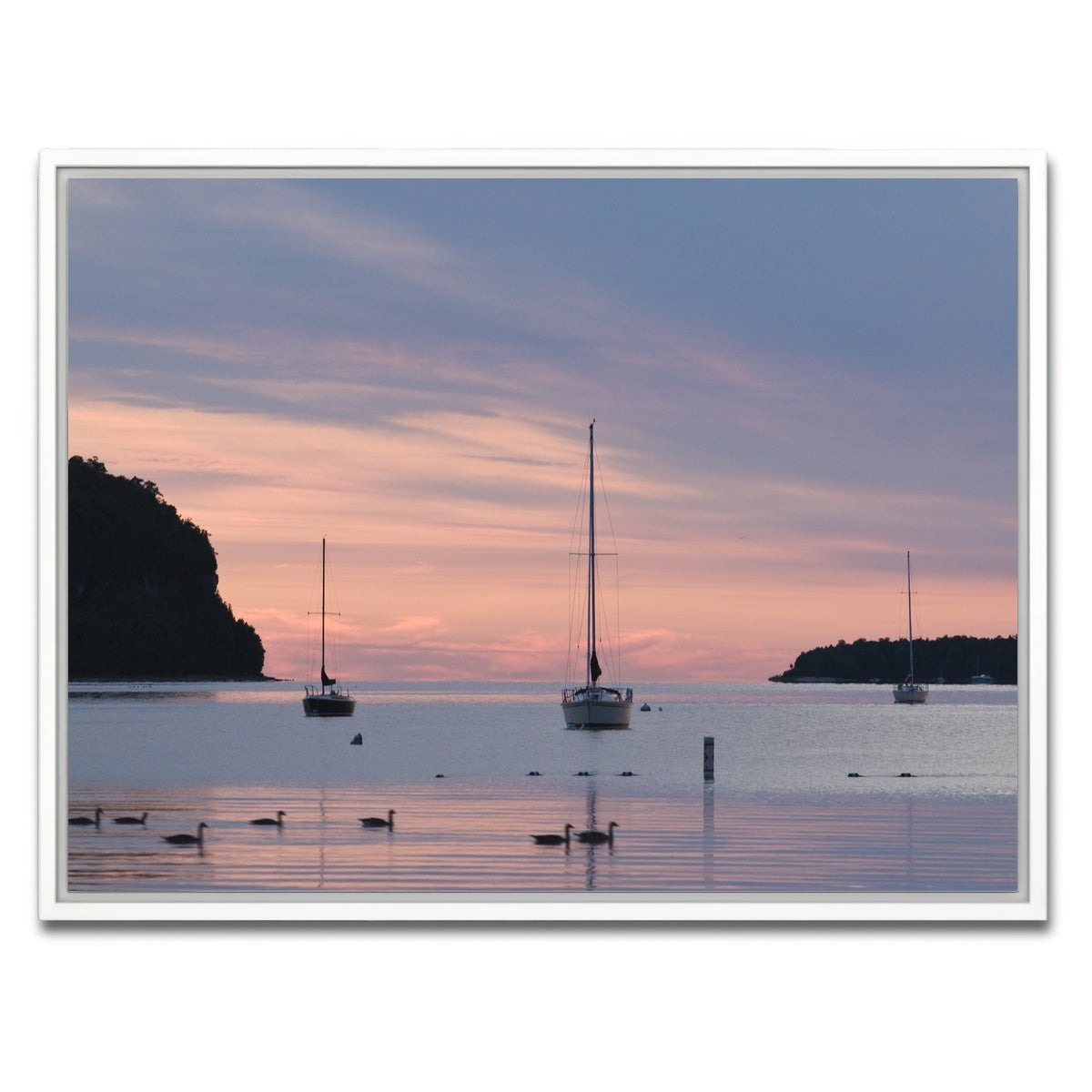 AUTO-MOCKUP WHITE | Sailboats at sunset Door County | 1 Piece | White Framed Canvas | group=4x3