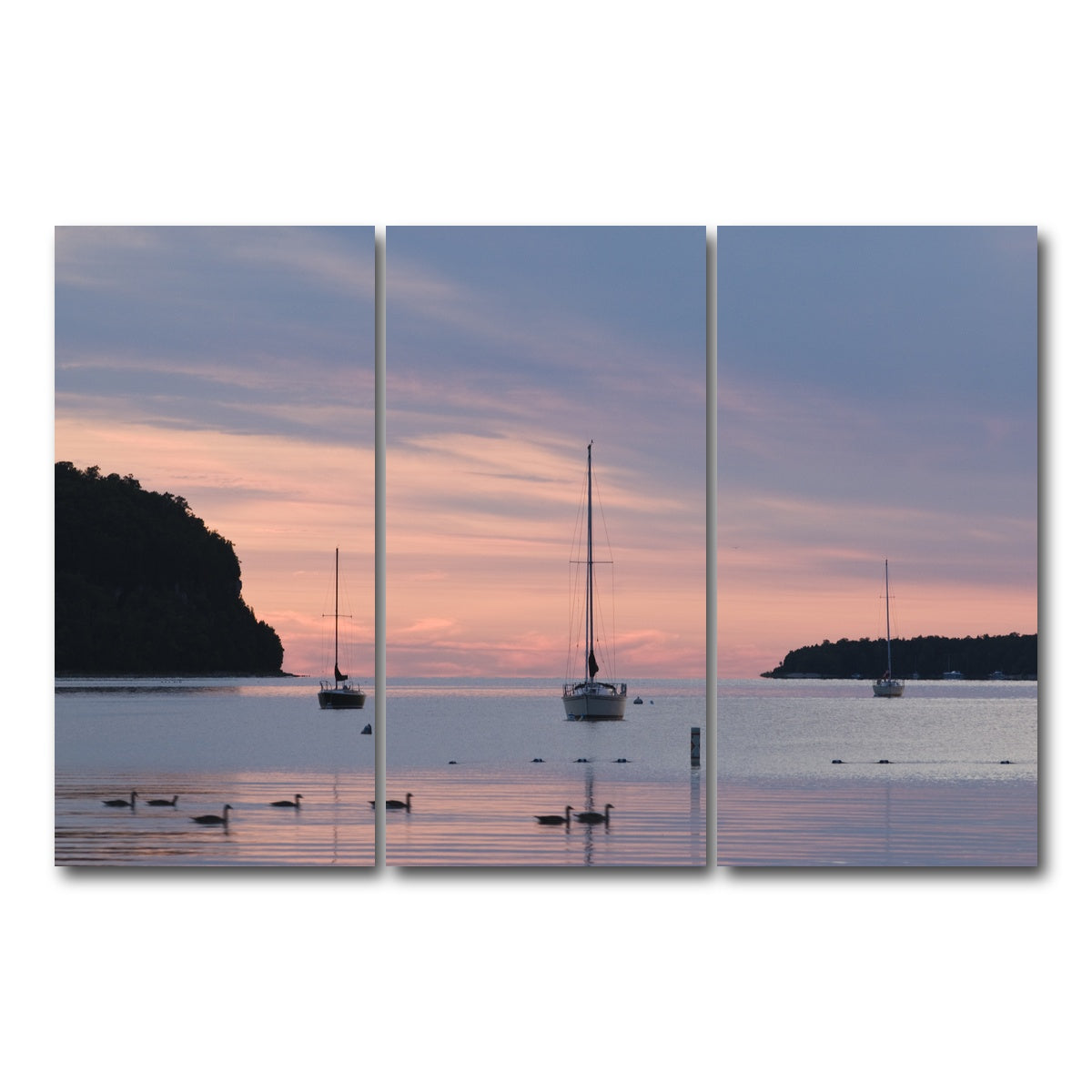 AUTO-MOCKUP WHITE | Sailboats at sunset Door County | 3 Piece | Gallery Wrap Canvas | group=12x24