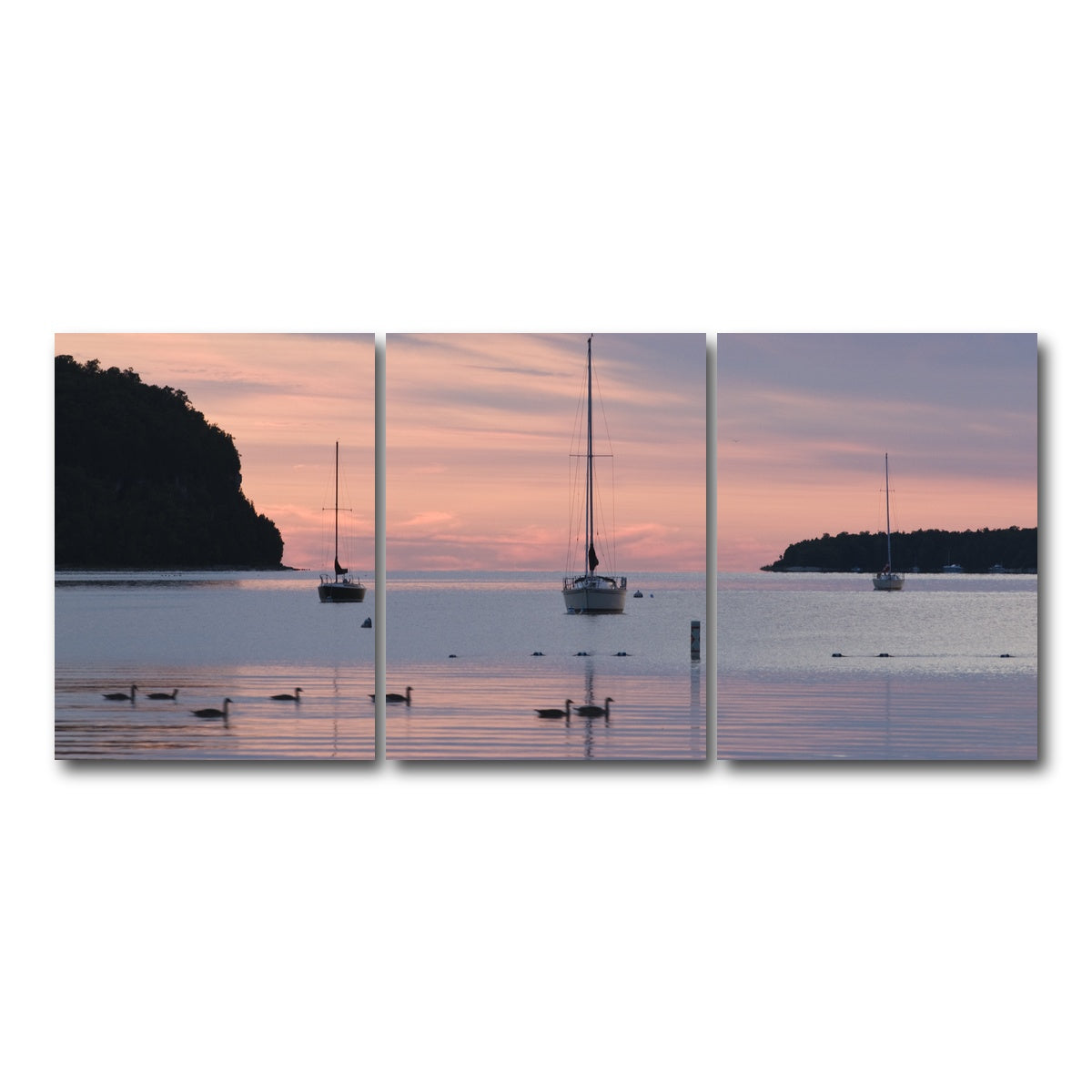 AUTO-MOCKUP WHITE | Sailboats at sunset Door County | 3 Piece | Gallery Wrap Canvas | group=18x24
