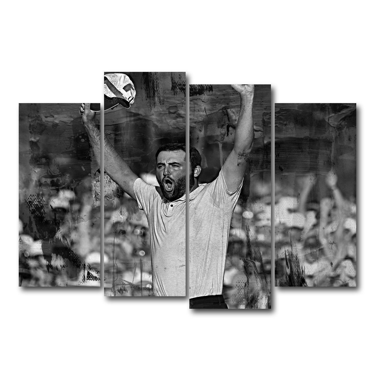 AUTO-MOCKUP WHITE | Scottie Scheffler Grayscale | 4 Piece | Gallery Wrap Canvas | group=4_normal