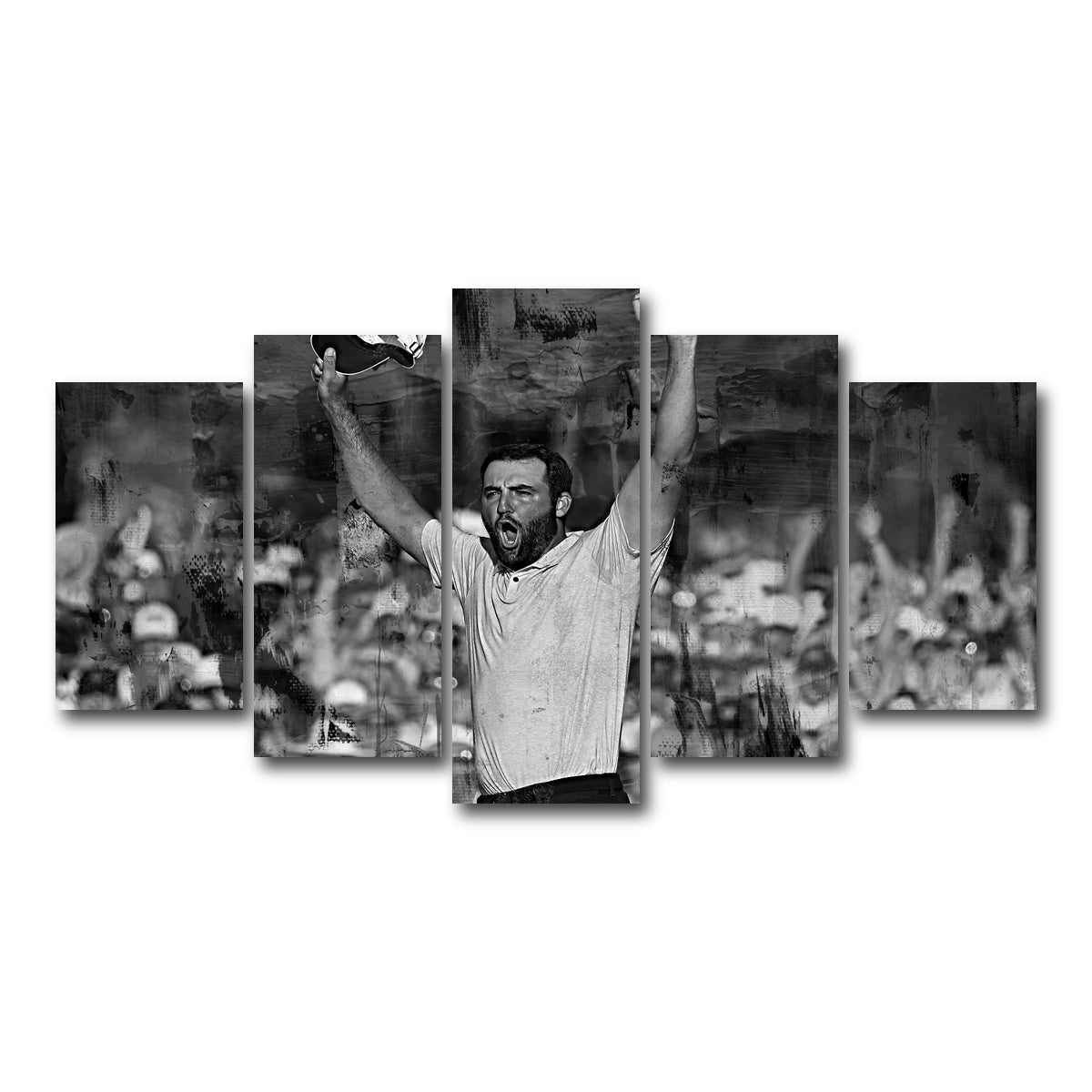 AUTO-MOCKUP WHITE | Scottie Scheffler Grayscale | 5 Piece | Gallery Wrap Canvas | group=5_normal