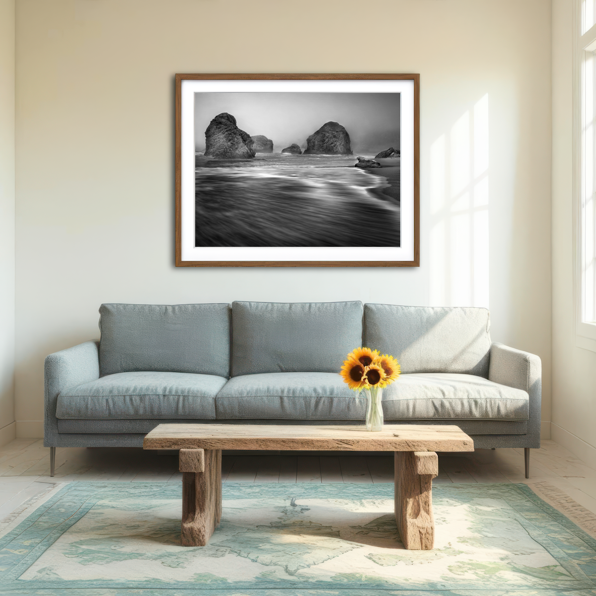 AUTO-MOCKUP ROOM | Sea Stacks - Foggy Oregon Coast Wall Art
