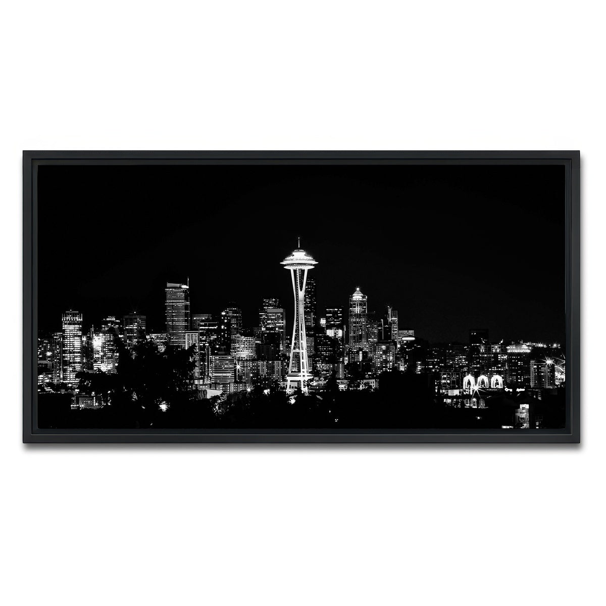 AUTO-MOCKUP WHITE | Seattle skyline | 1 Piece | Black Framed Canvas | group=2x1